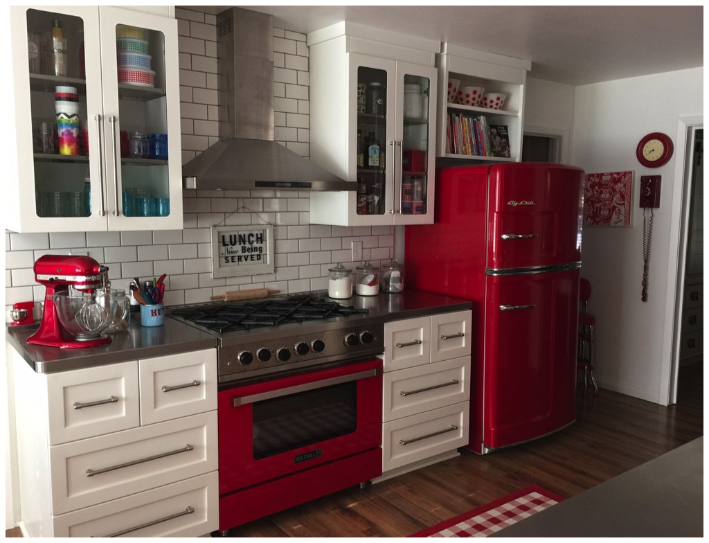 red kitchen appliances