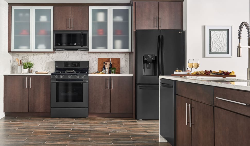 black stainless steel kitchen appliances