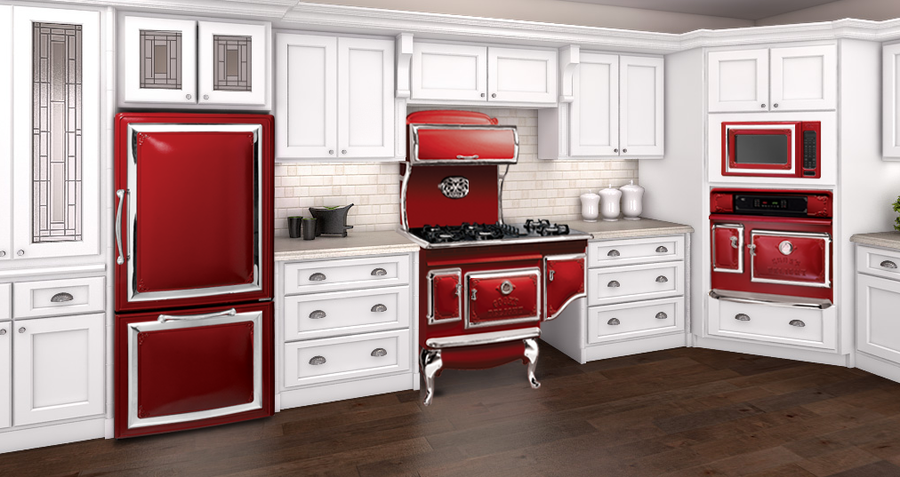 red kitchen appliances