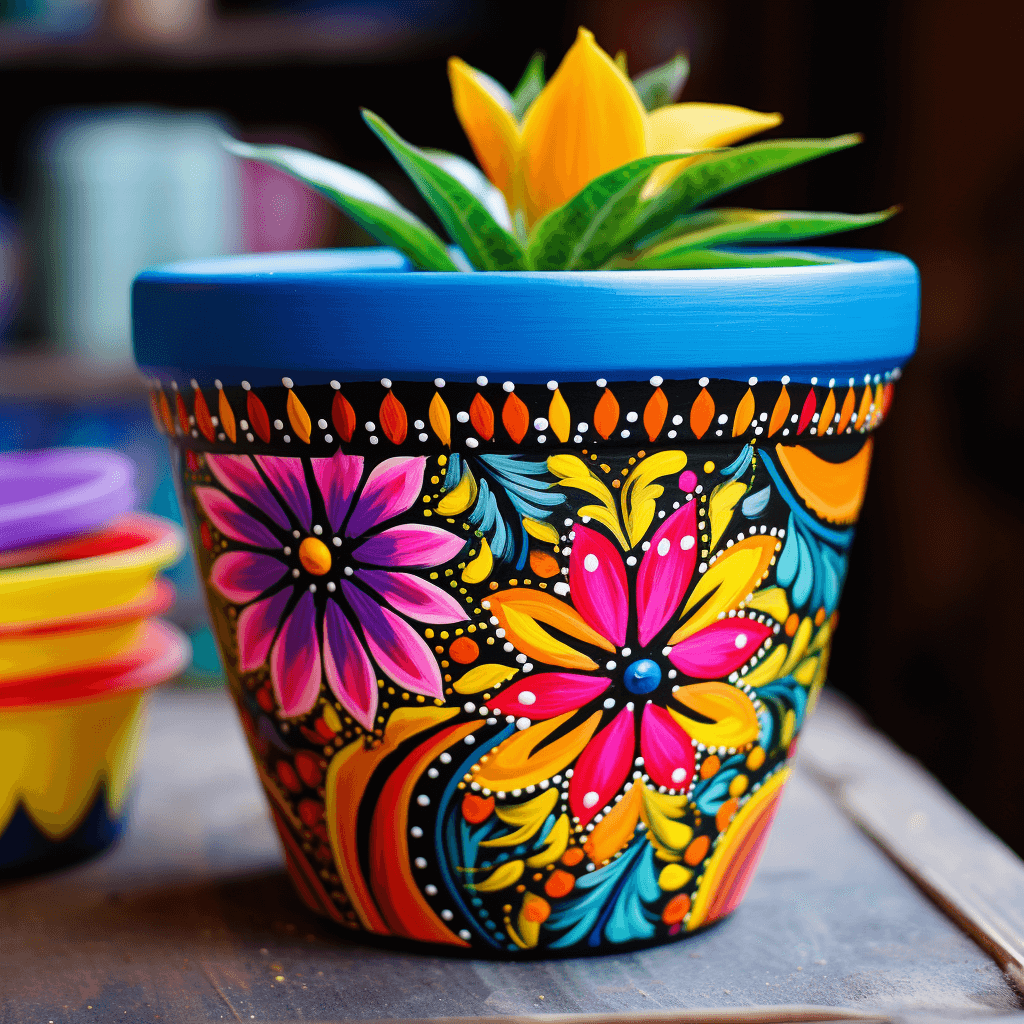 painting plastic flower pots ideas