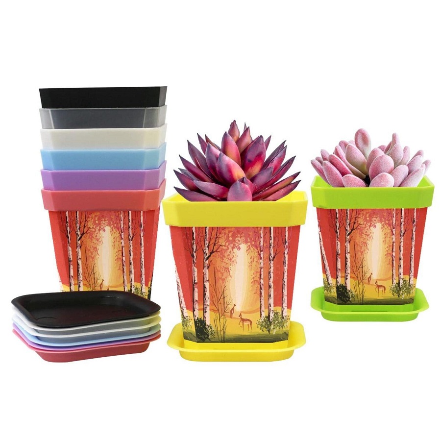 painting plastic flower pots ideas