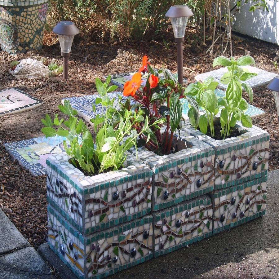 cinder block flower pots