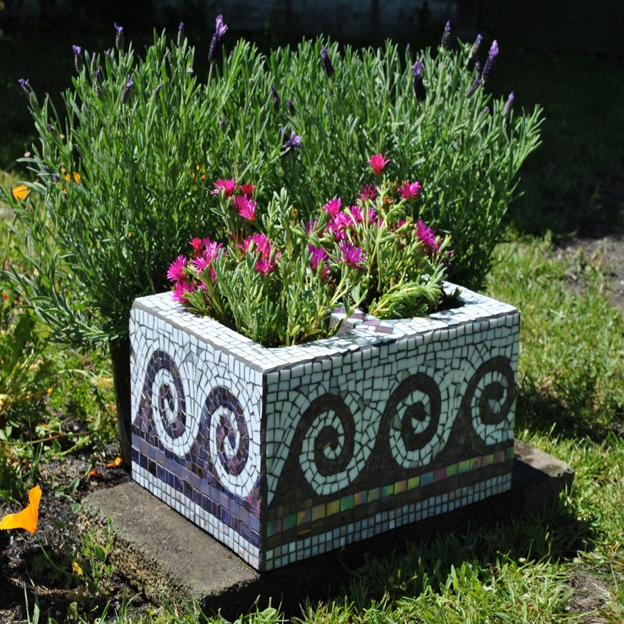 cinder block flower pots