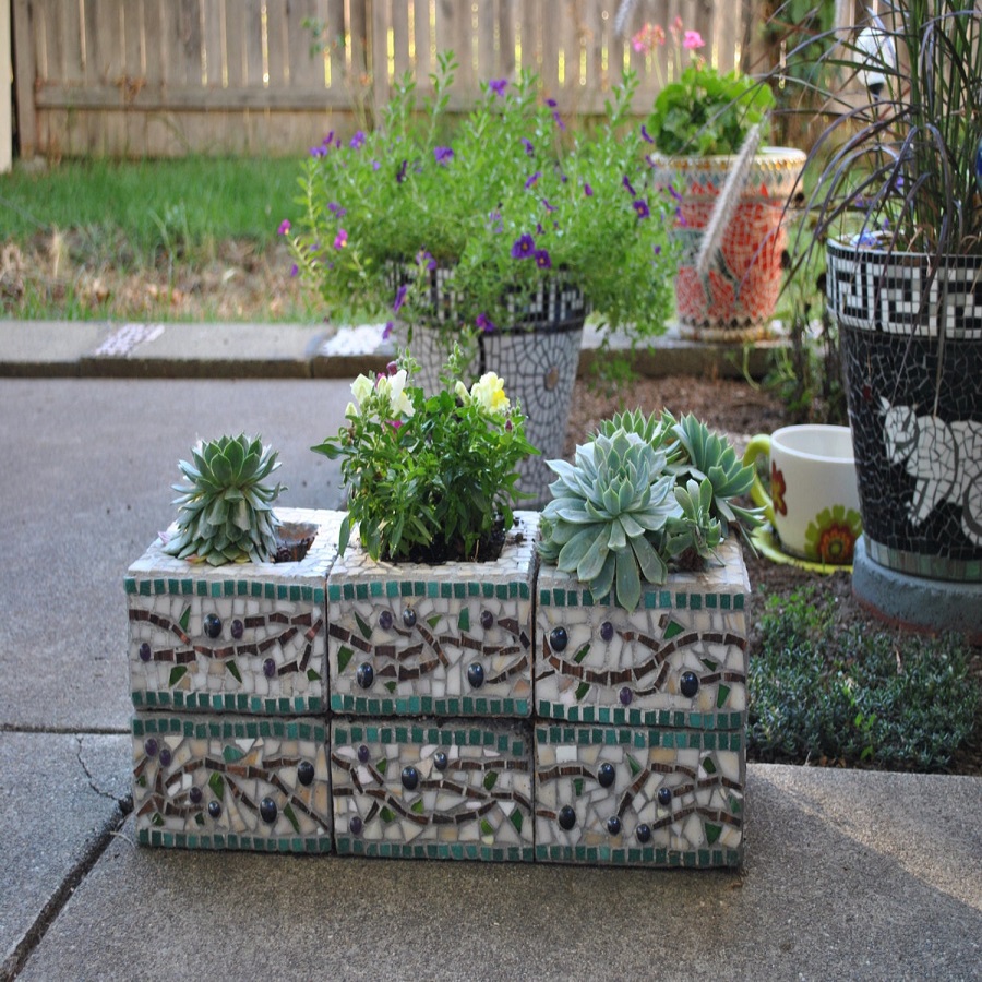 cinder block flower pots