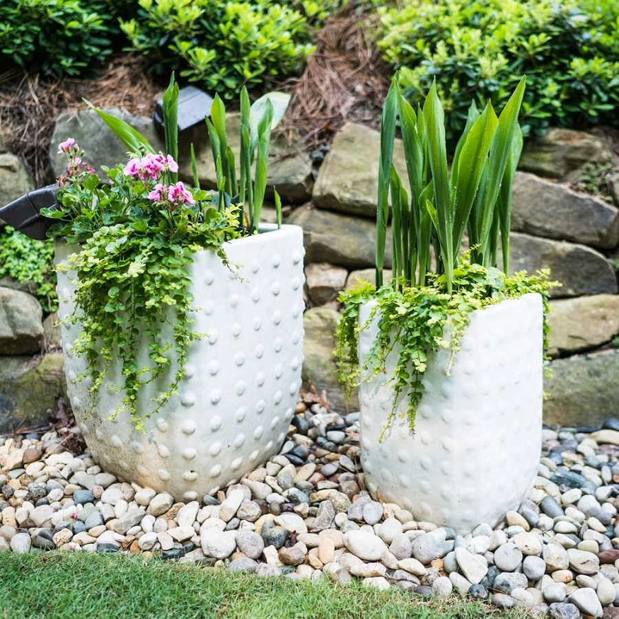 landscaping with flower pots