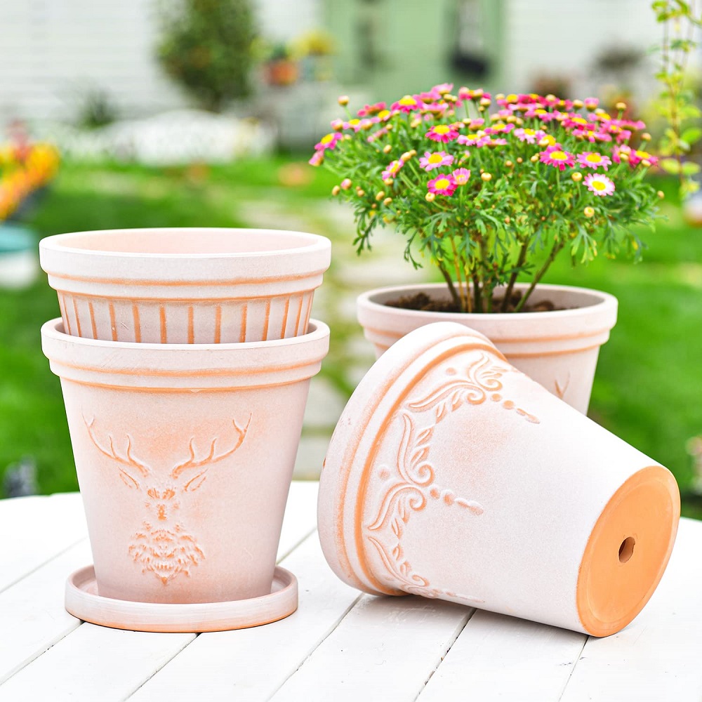 how to clean clay flower pots