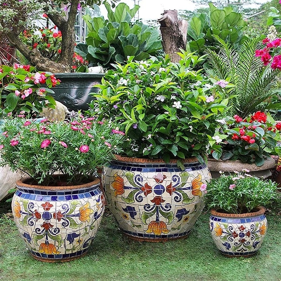 landscaping with flower pots